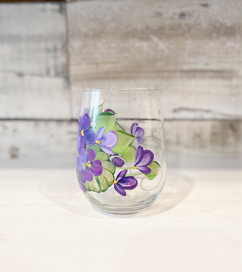 Thumbnail: Hand Painted Purple Violet Glass STEMLESS