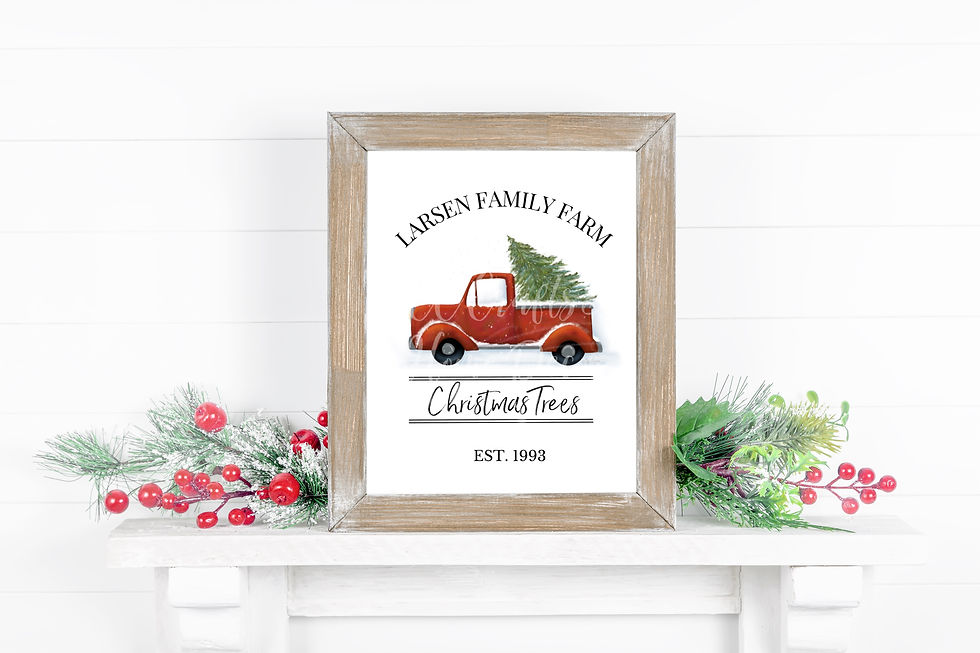 Thumbnail: Personalized Christmas Red Truck Art Print