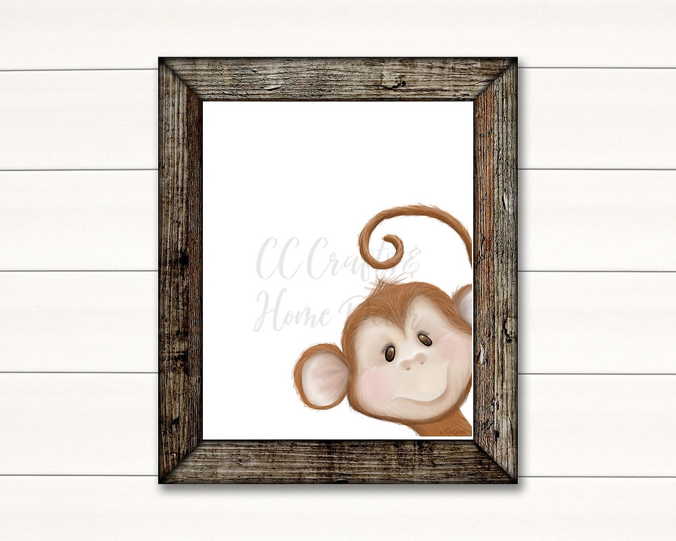 Thumbnail: Cute Monkey Safari/Jungle Wild Animal Theme Nursery Digital Art Print for Babies