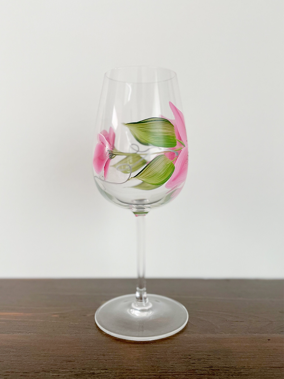 Thumbnail: Hand Painted Pink Stargazer Lily Stemmed Glass