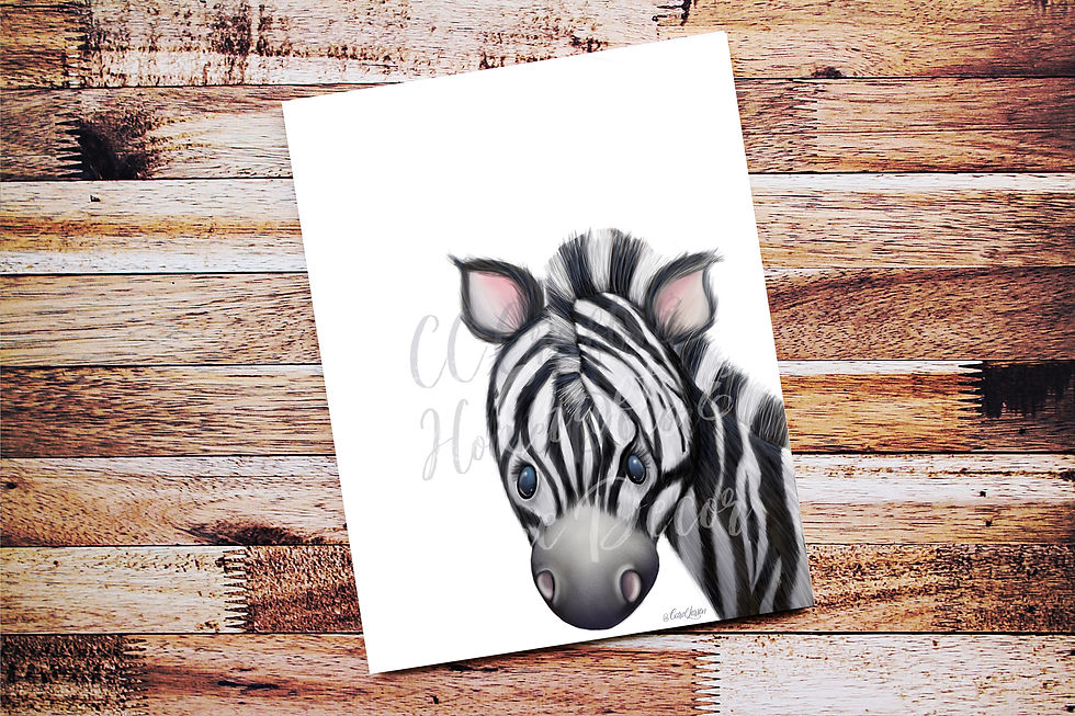 Thumbnail: Cute Zebra Safari/Jungle Wild Animal Theme Nursery Digital Art Print for Babies 