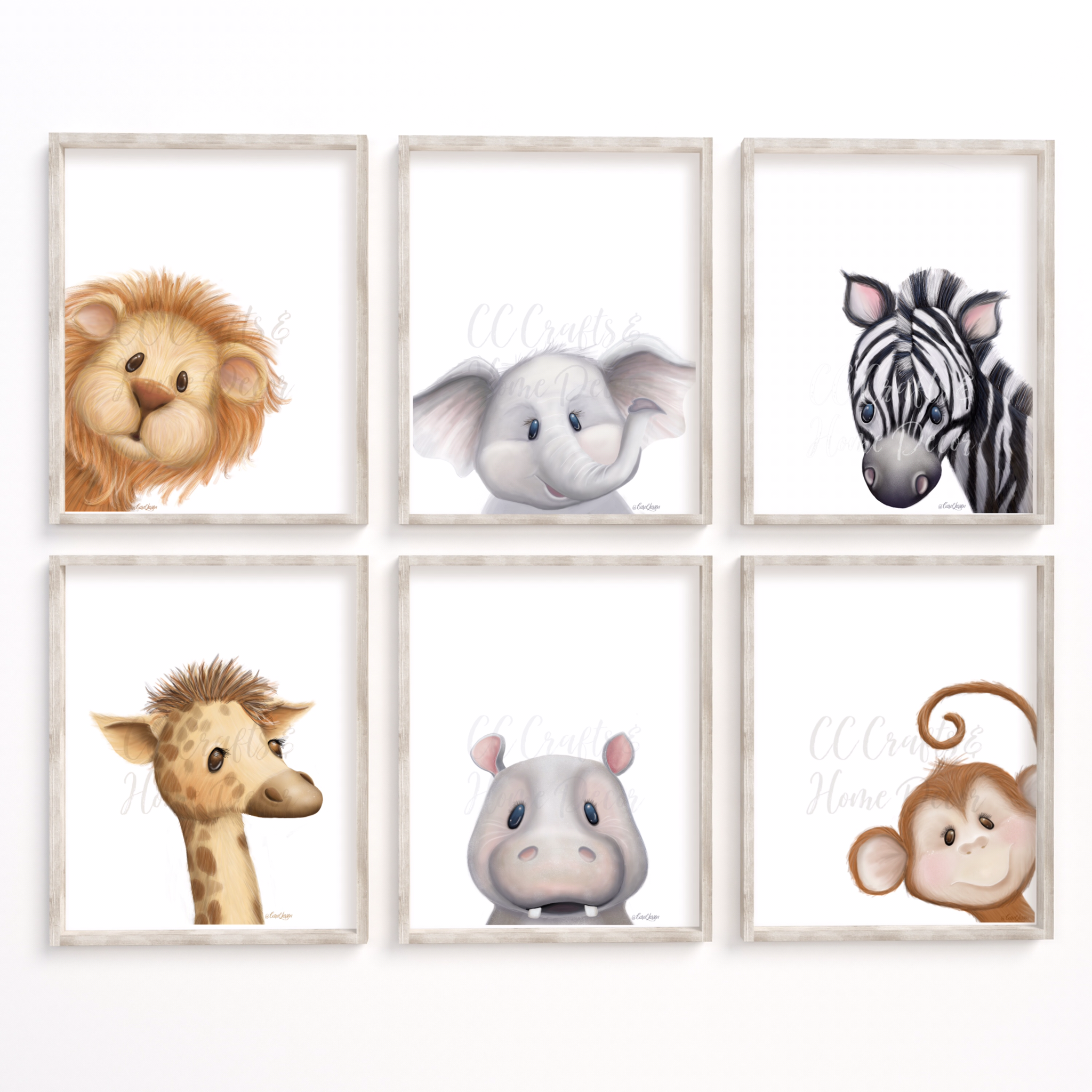 Set of 6 Safari Animal Prints