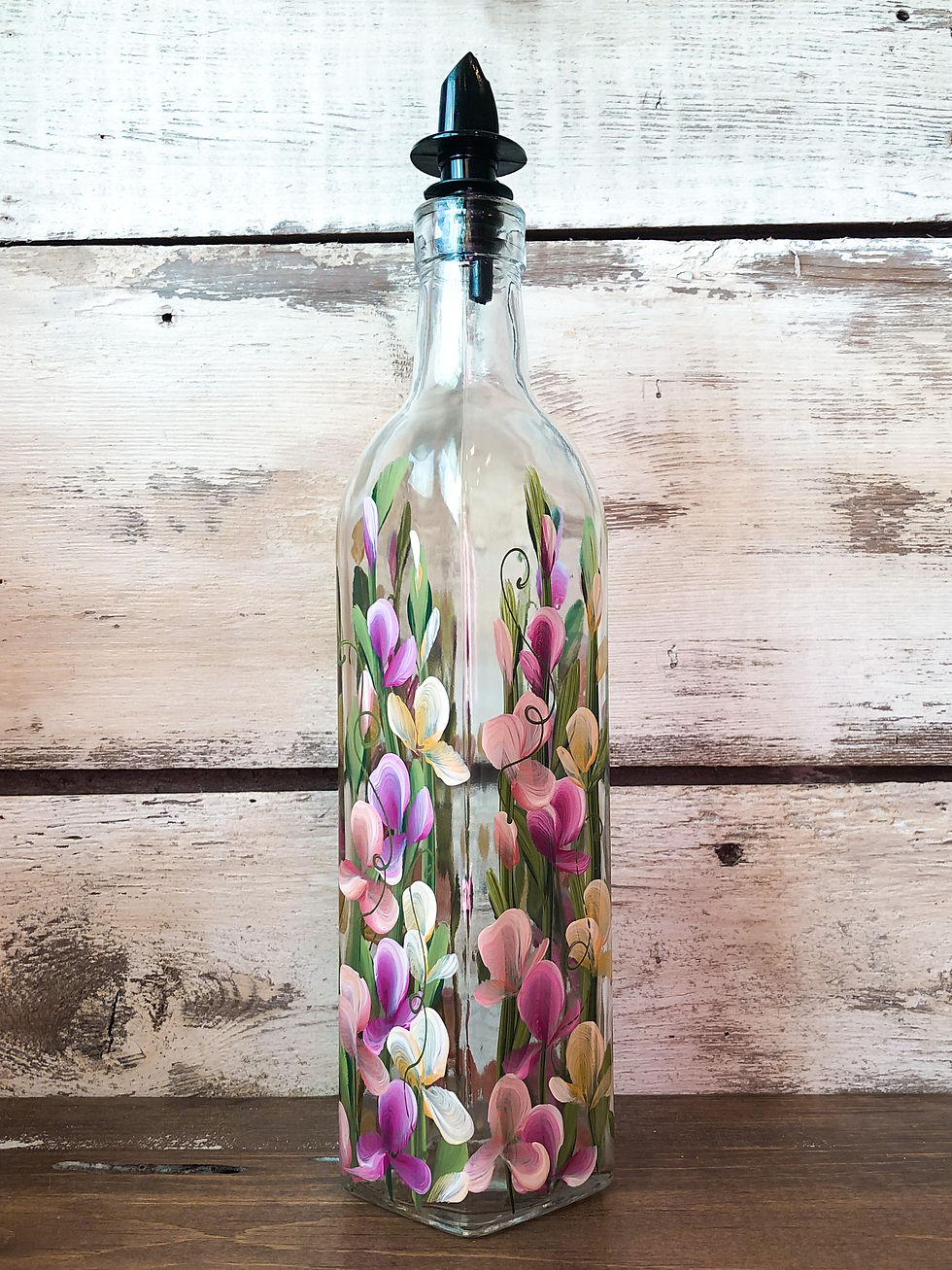 Thumbnail: Hand Painted Everything Bottle - Sweetpeas