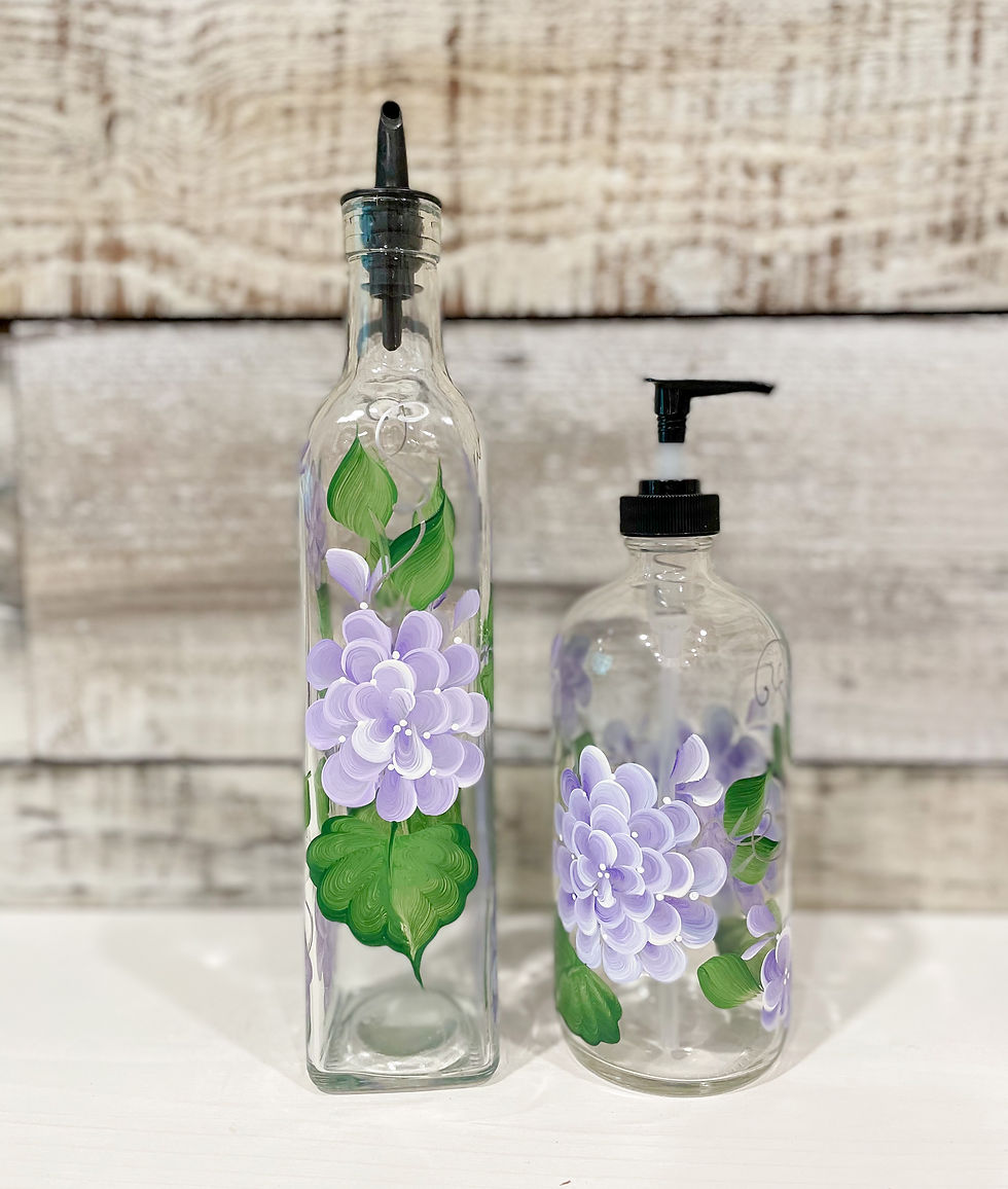 Thumbnail: Hand Painted Everything Bottle - Purple Hydrangea