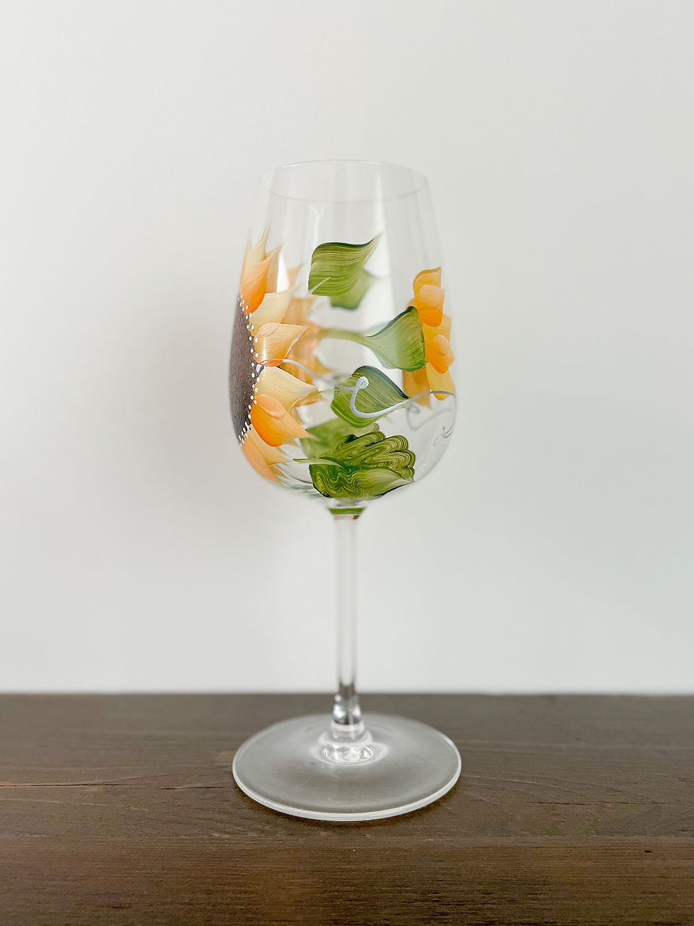 Thumbnail: Hand Painted Sunflower Stemmed Glass