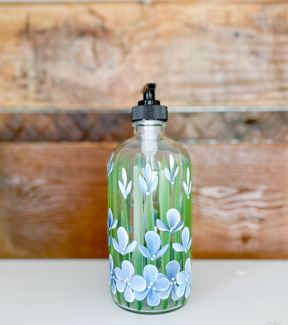 Thumbnail: Hand painted Blue Wildflower Soap/Lotion Bottle
