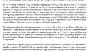 DENUNCIA NACIONAL E INTERNACIONAL sobre HACINAMIENTO Y PANDEMIA