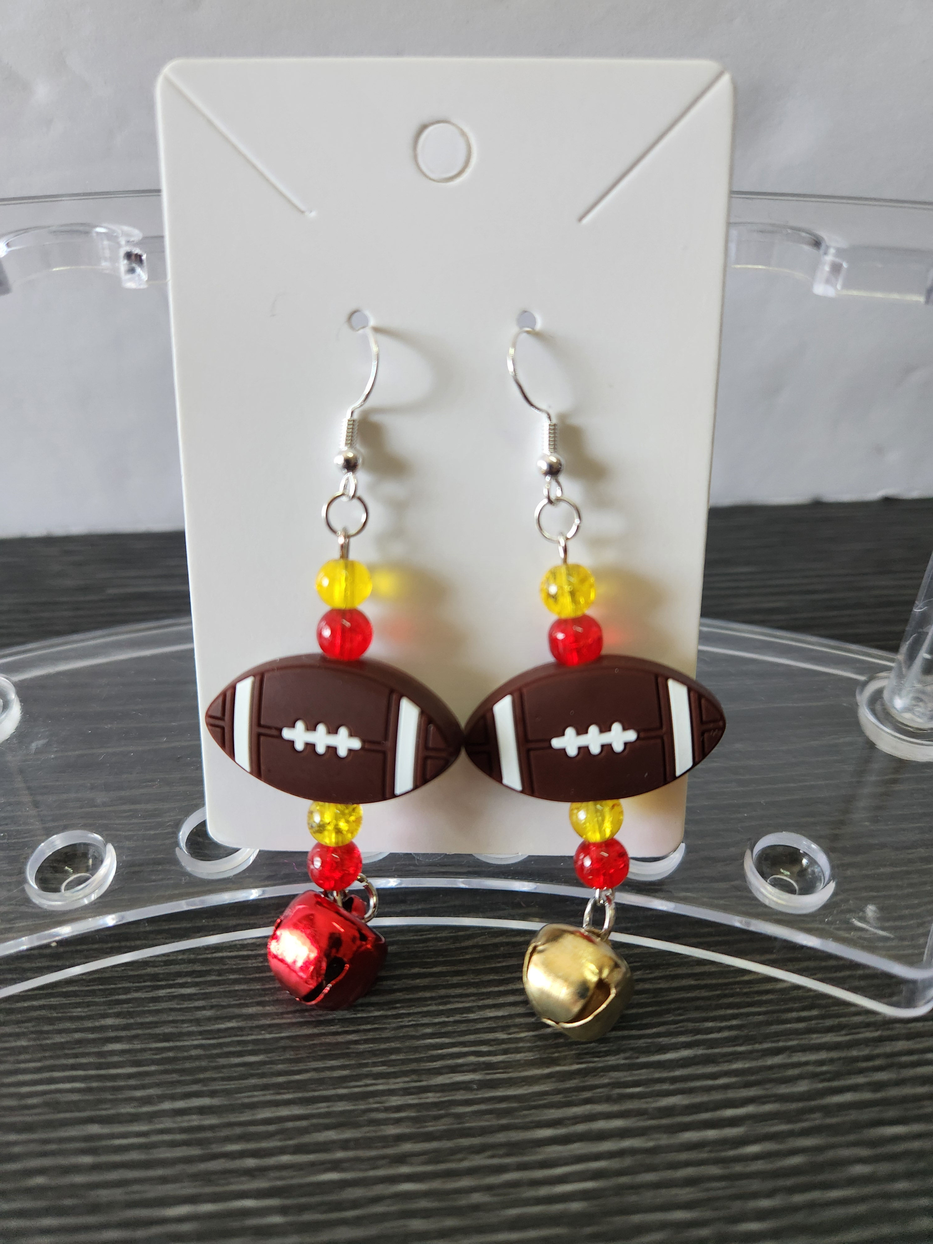Red and Gold Football Earrings