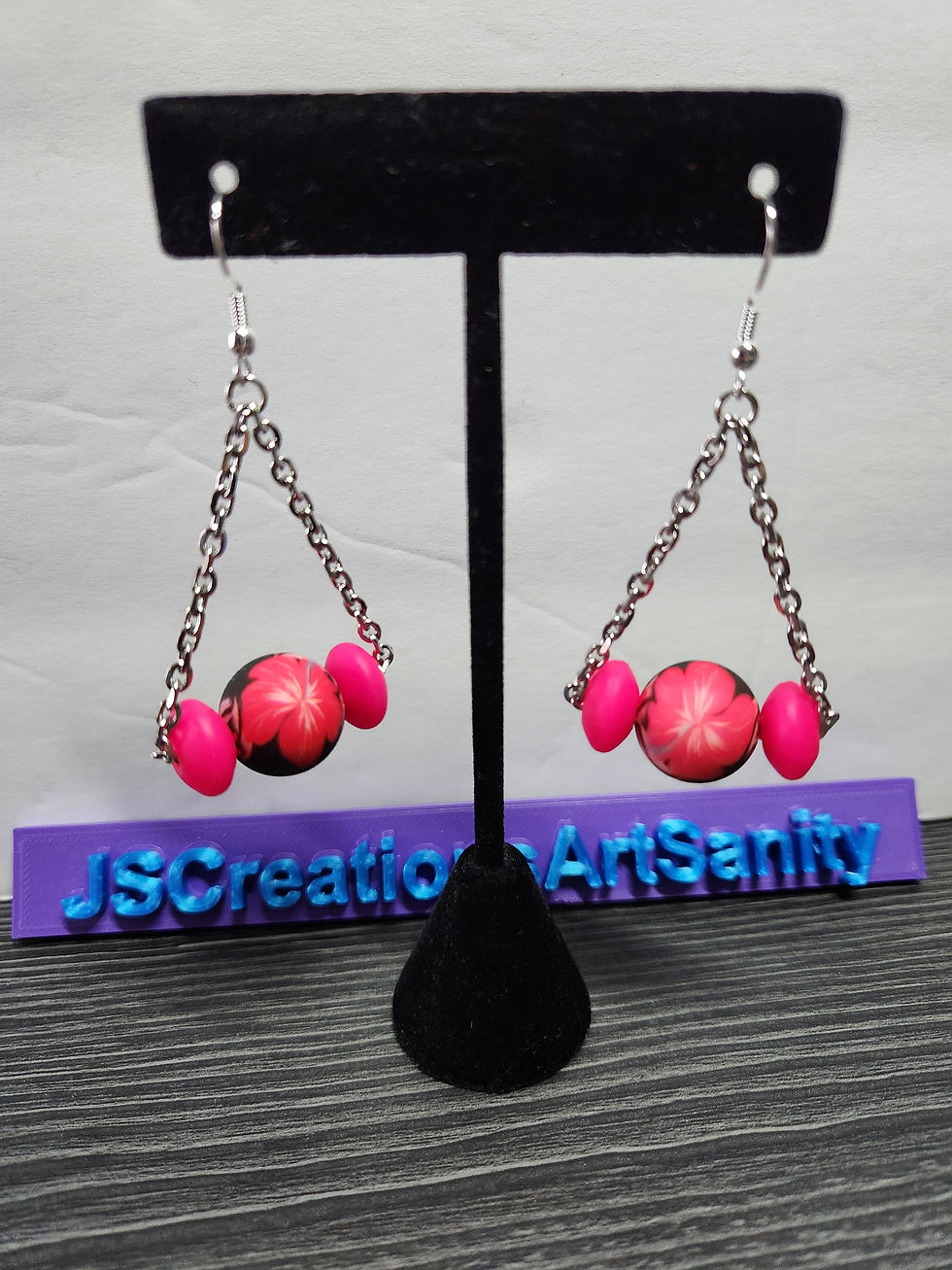 Thumbnail: Flower Bead Dangle Earrings