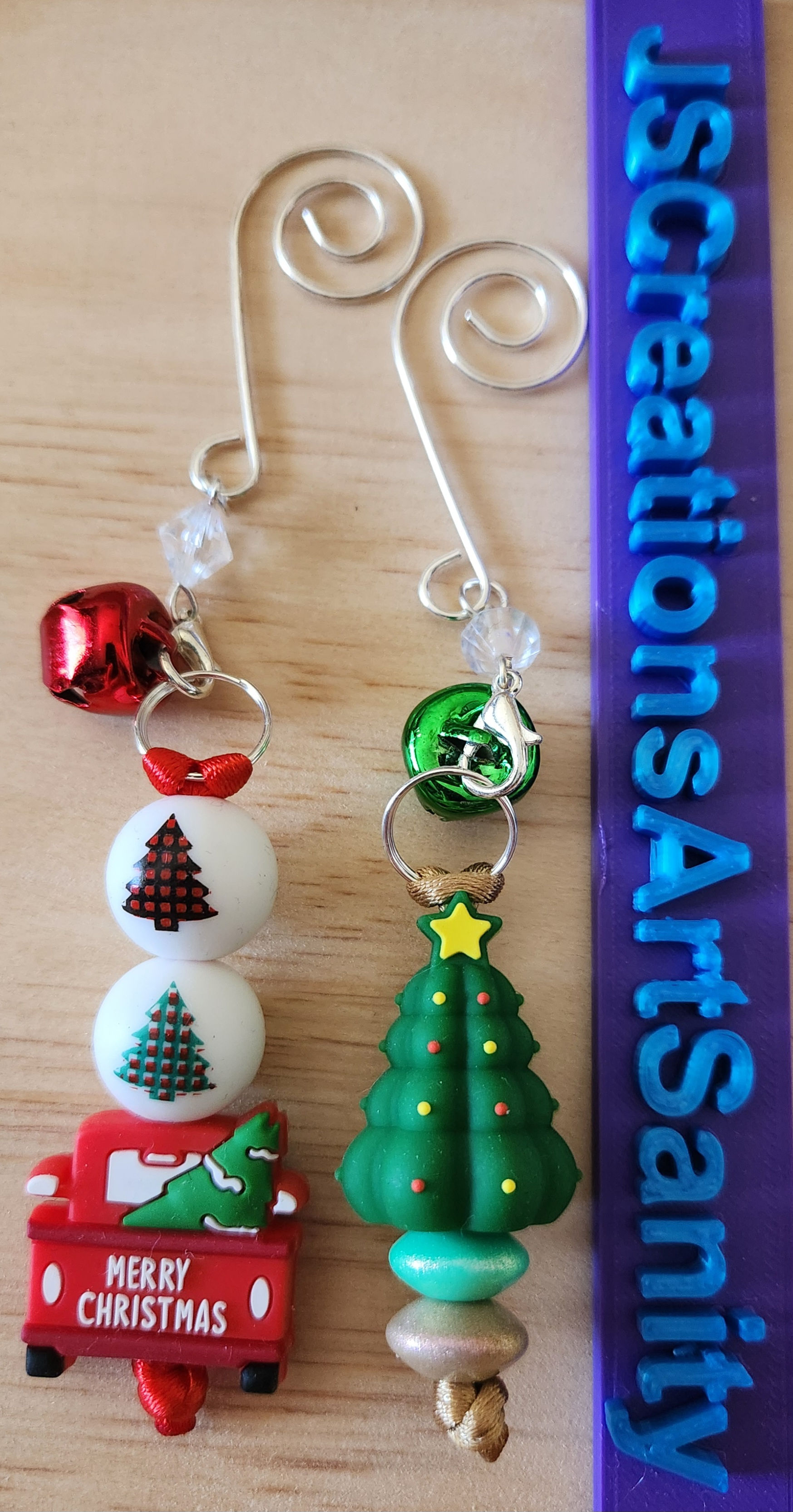 Christmas Truck & Tree Ornaments (set of 2) | Beaded Hanging Ornaments