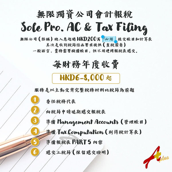 A Plus 無限獨資公司會計及報稅服務介紹