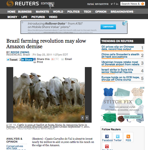 Artigo na Reuters, EUA
