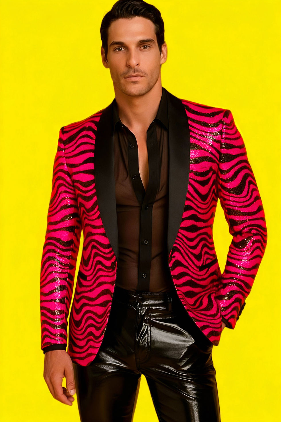 Saco de Lentejuelas en curvas Negro y Fucsia.