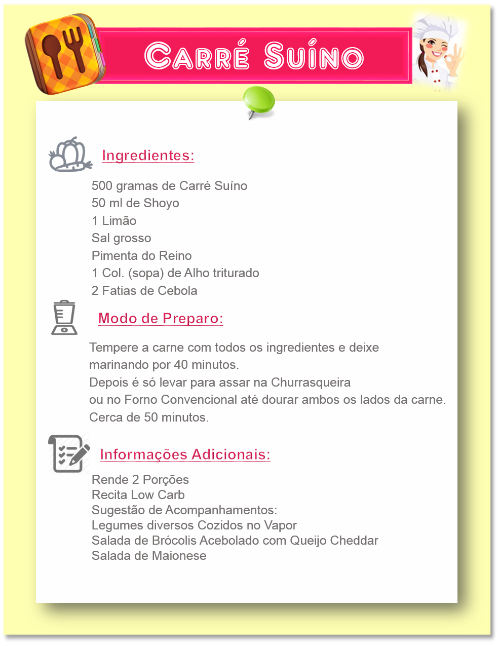 Receita de Carré Suíno Grelhado