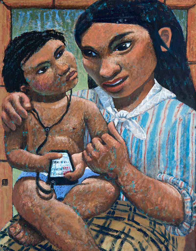 Madonna and Child with iPod