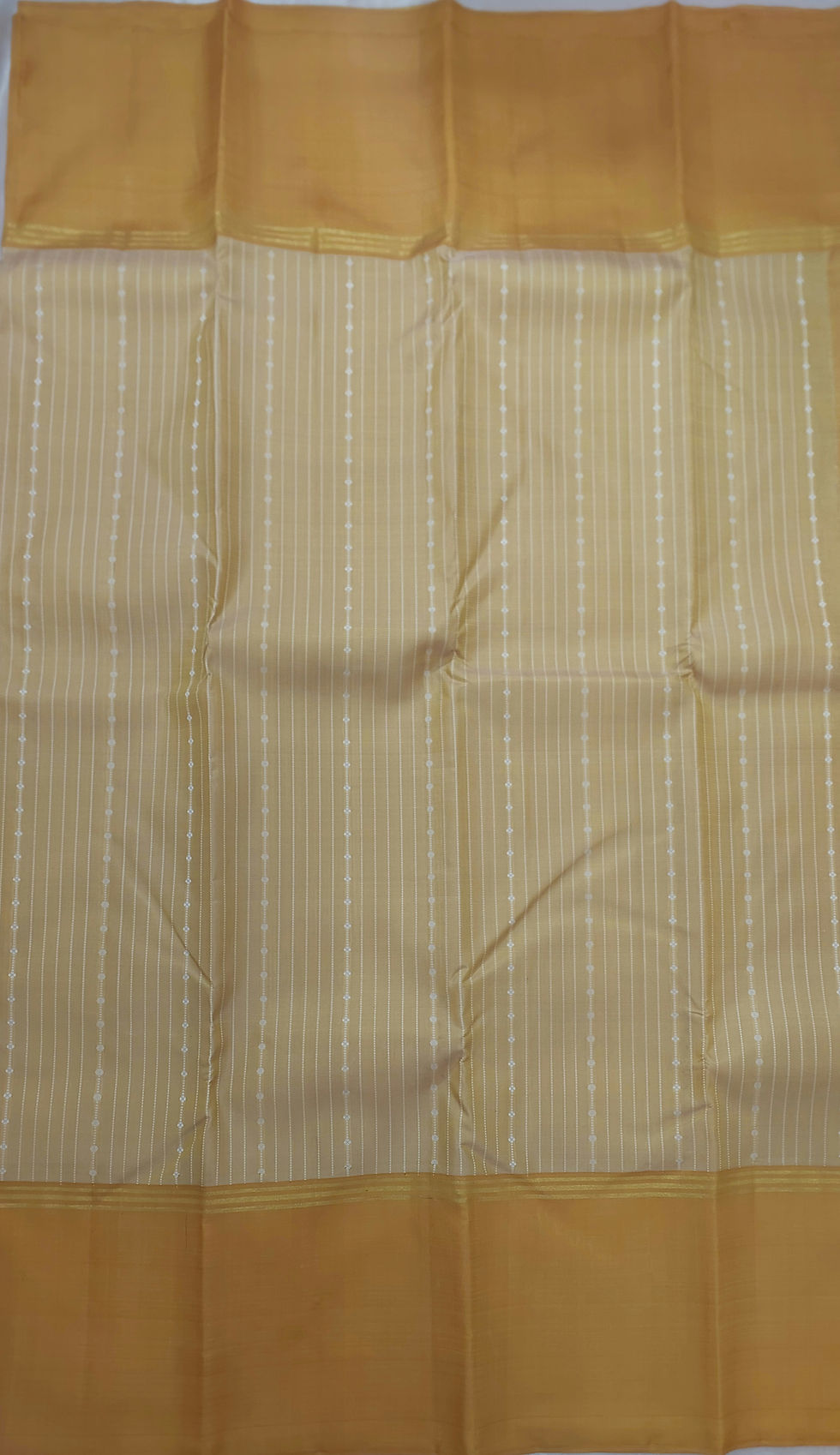 Thumbnail: Tussar cream and Sandal Kanjivaram Handloom pure silk saree