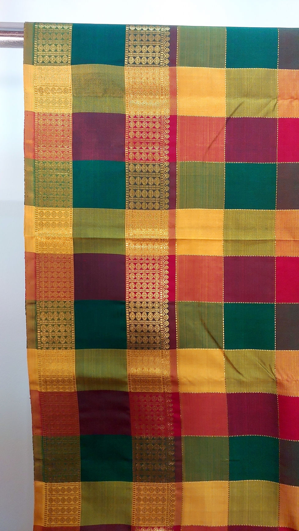 Thumbnail: 9 color Madras checks  Kanjivaram Handloom pure zari silk saree