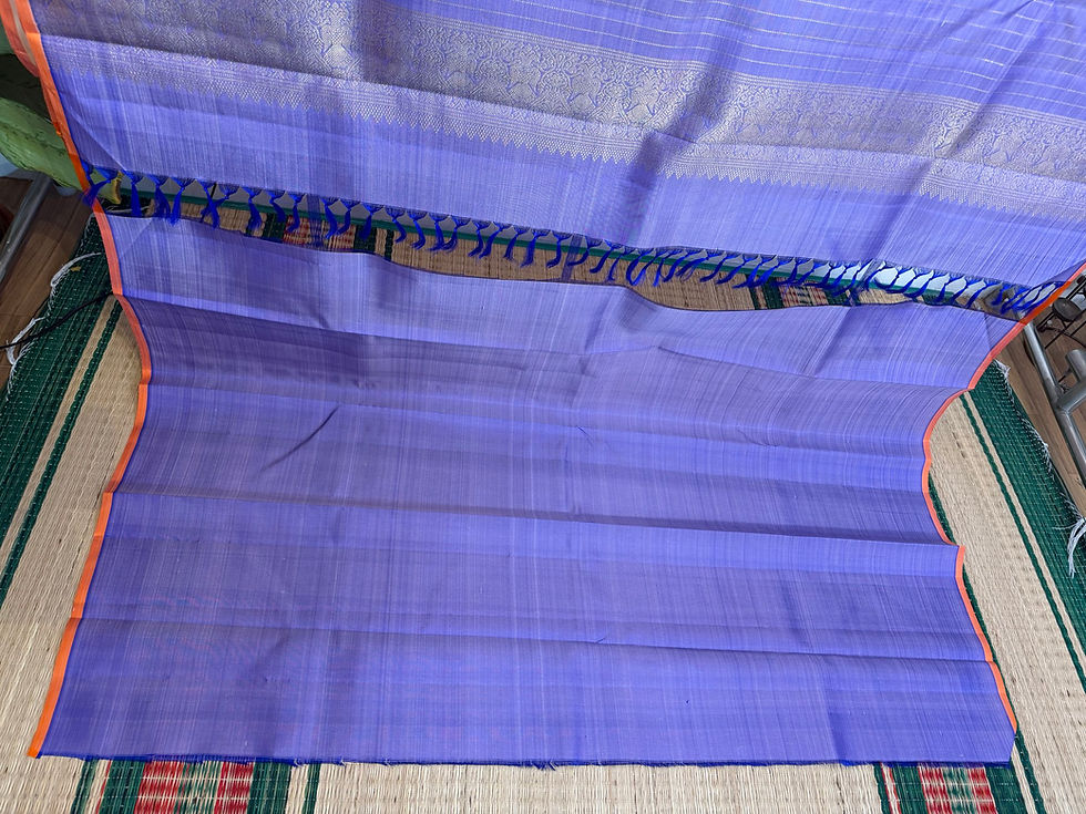 Thumbnail: Contemporary design Peach Lavender Kanchivaram handloom pure zari silk saree
