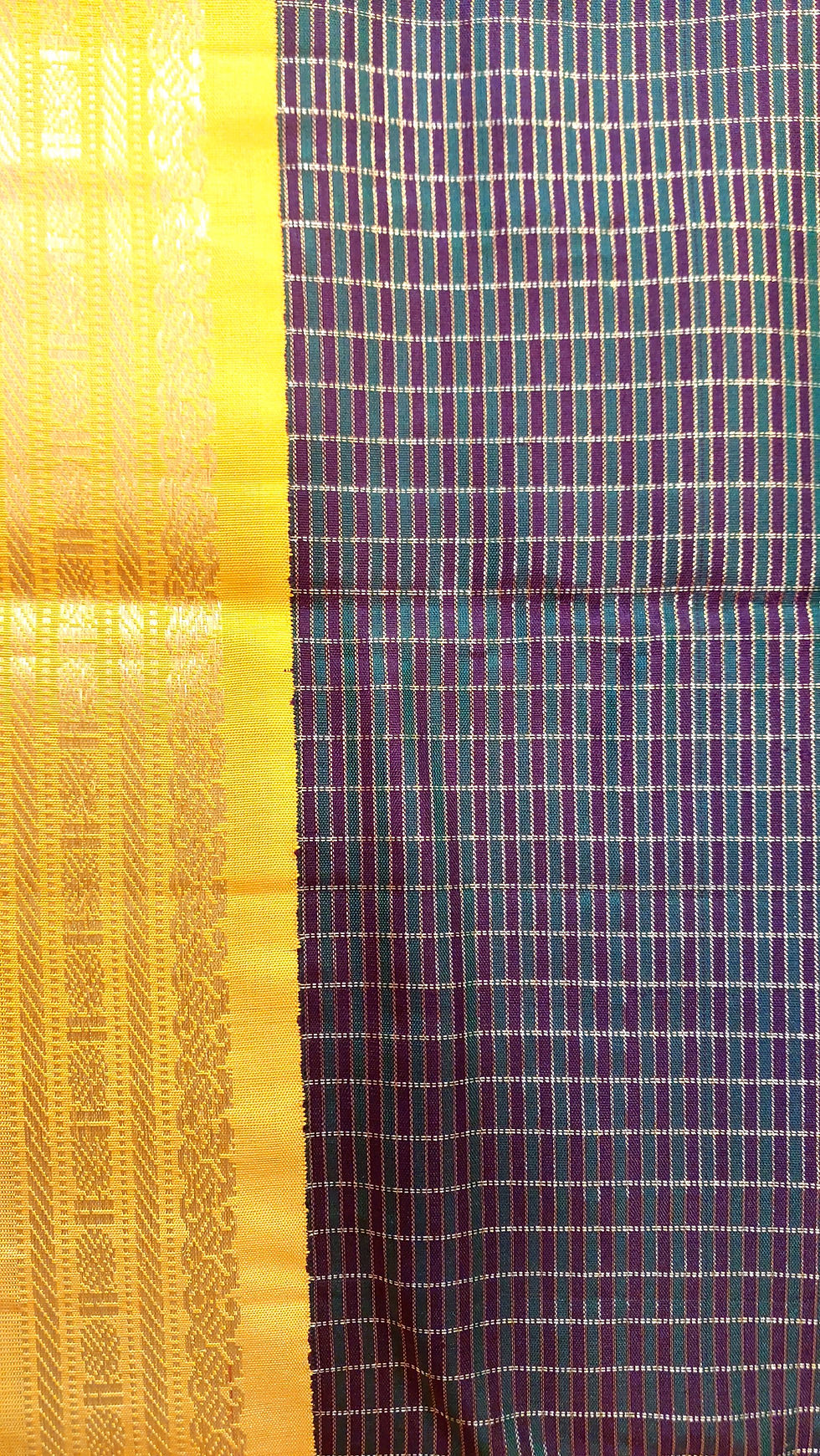 Thumbnail: Green Yellow Vairaoosi checks Kanjivaram Korvai Handloom pure silk saree