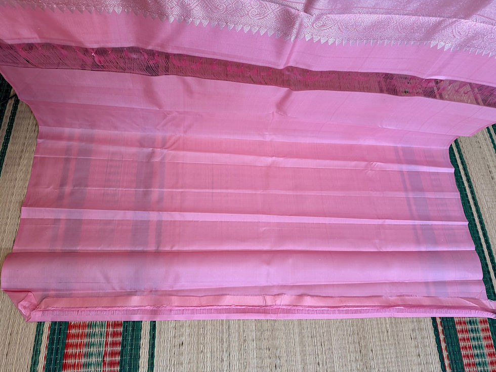 Thumbnail: “Tree of Life" Lavender Blush Pink silver zari Kanchivaram Handloom pure silk 