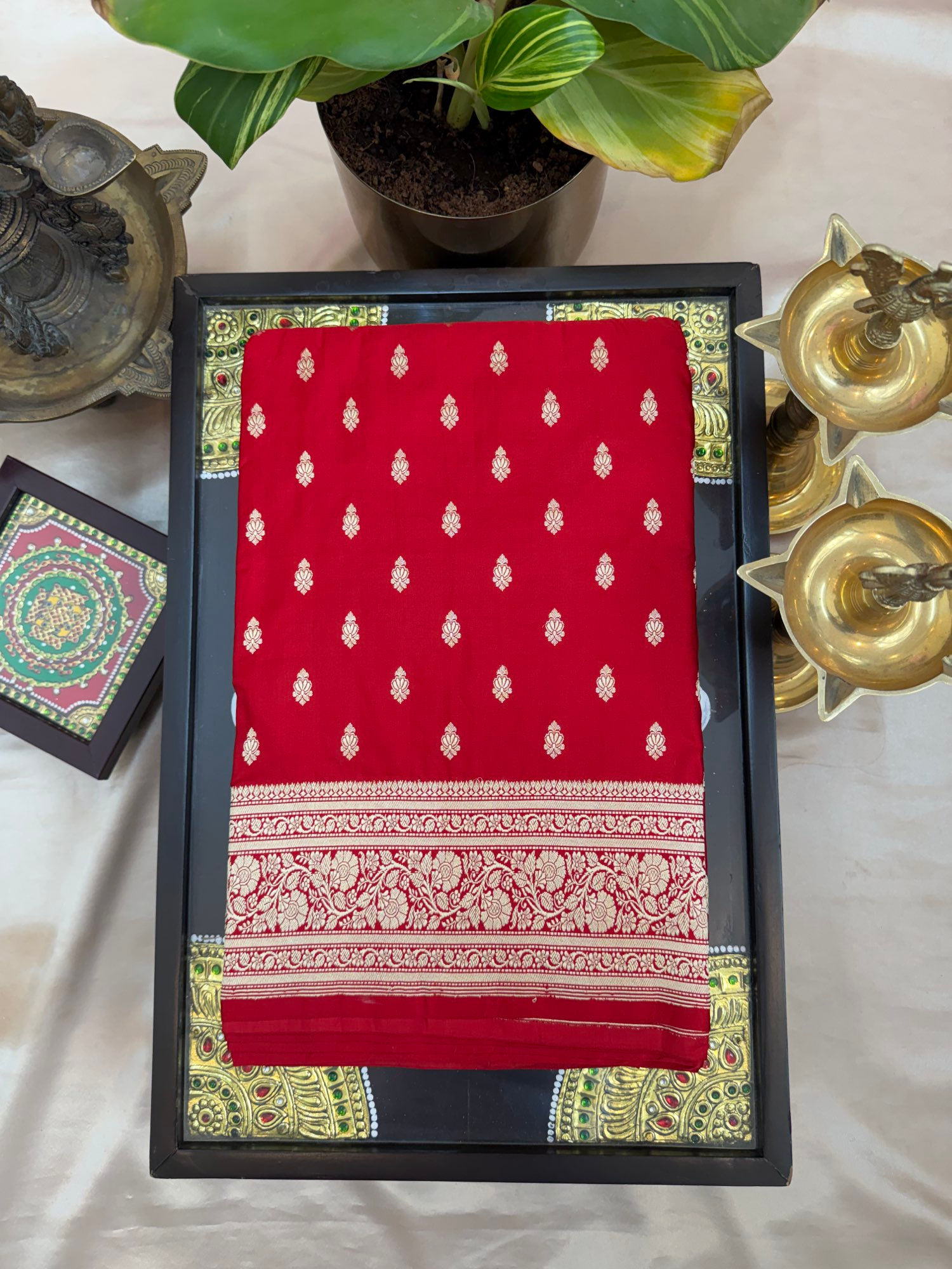 Royal Red Banarasi Handloom pure Satin Katan silk saree