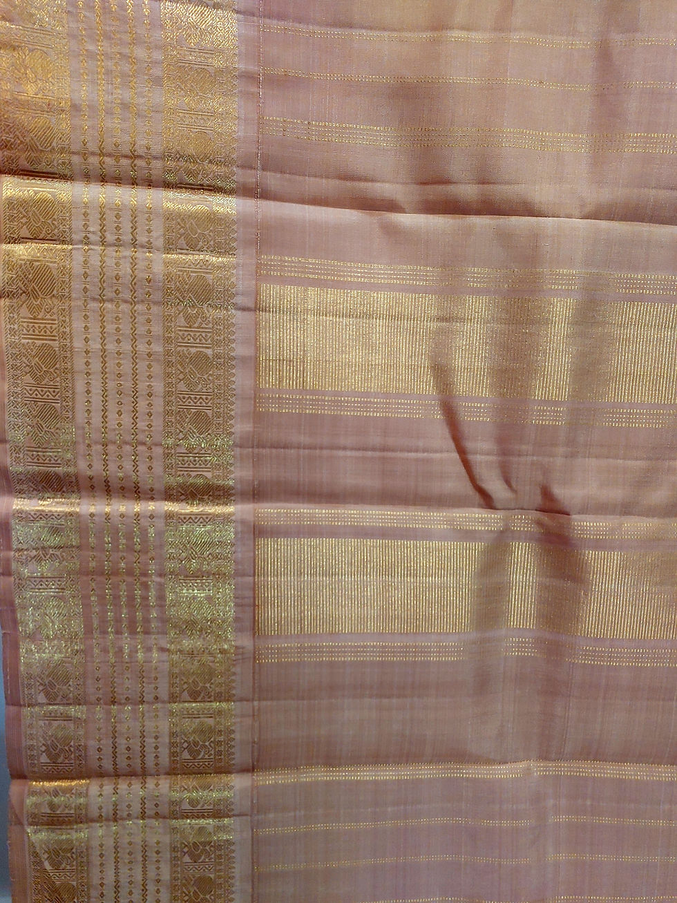 Thumbnail: Red and Tussar cream Kanjivaram Korvai Handloom pure zari silk saree