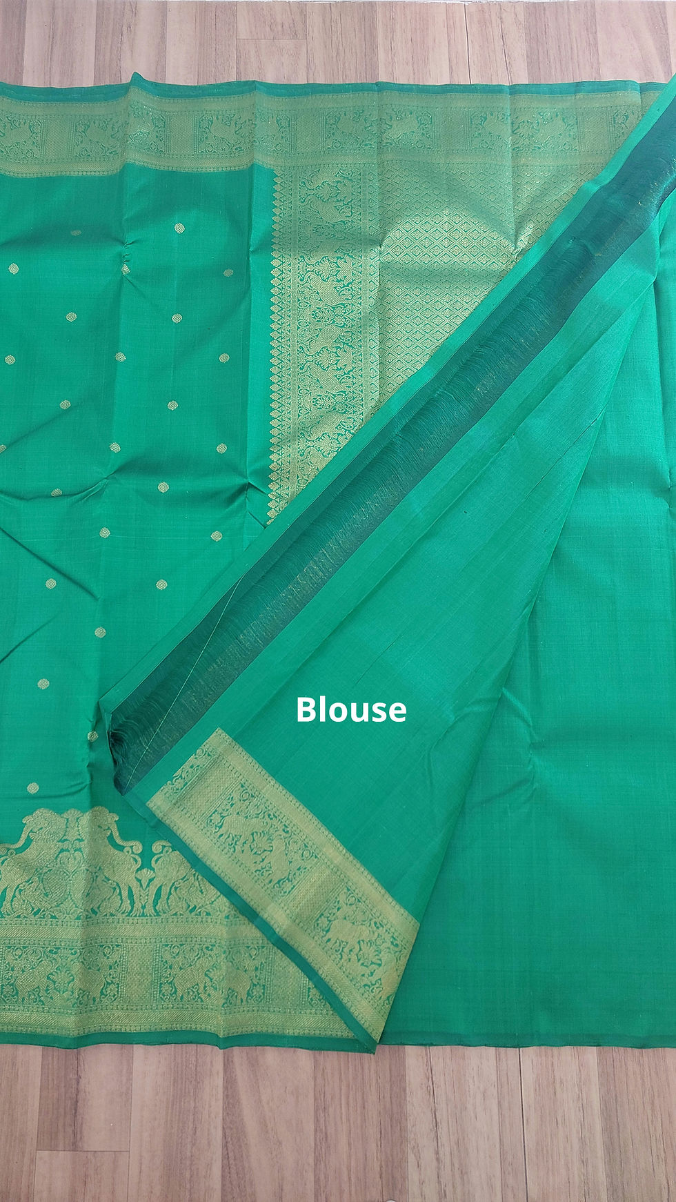 Thumbnail: "Kamakshi" Emerald green (maragatham) Kanchivaram Handloom pure silk saree