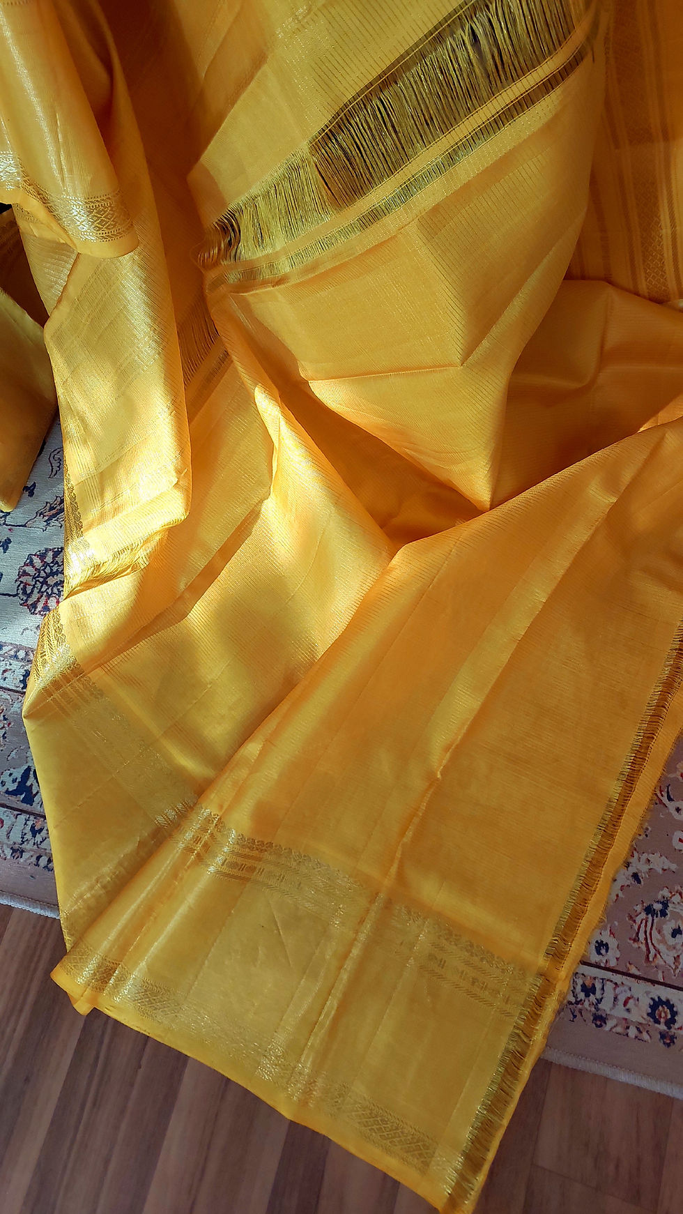 Thumbnail: Green Yellow Vairaoosi checks Kanjivaram Korvai Handloom pure silk saree