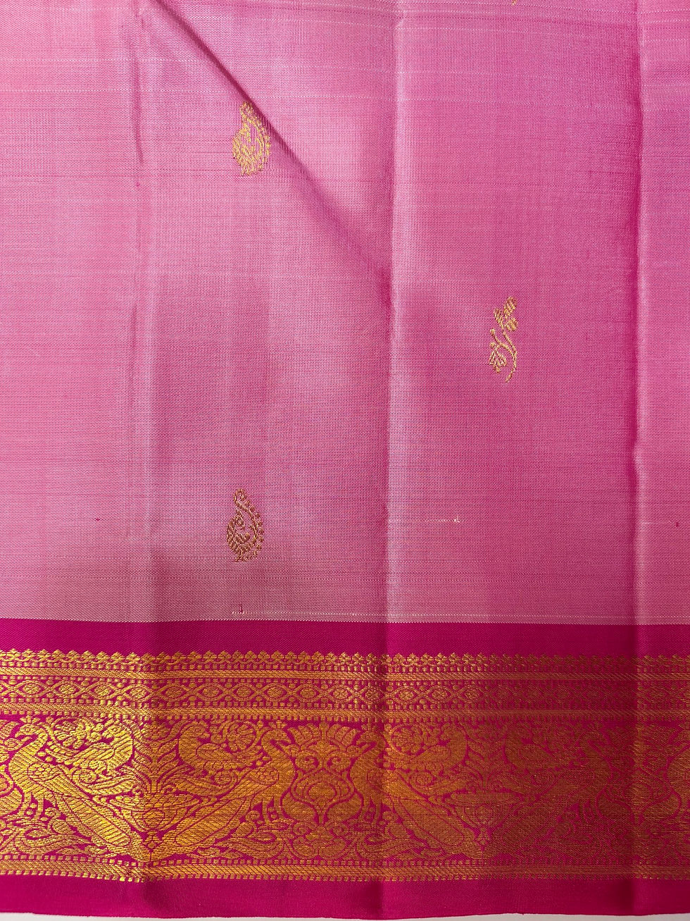Thumbnail: Rose milk and Rani pink Kanjivaram Handloom pure silk saree
