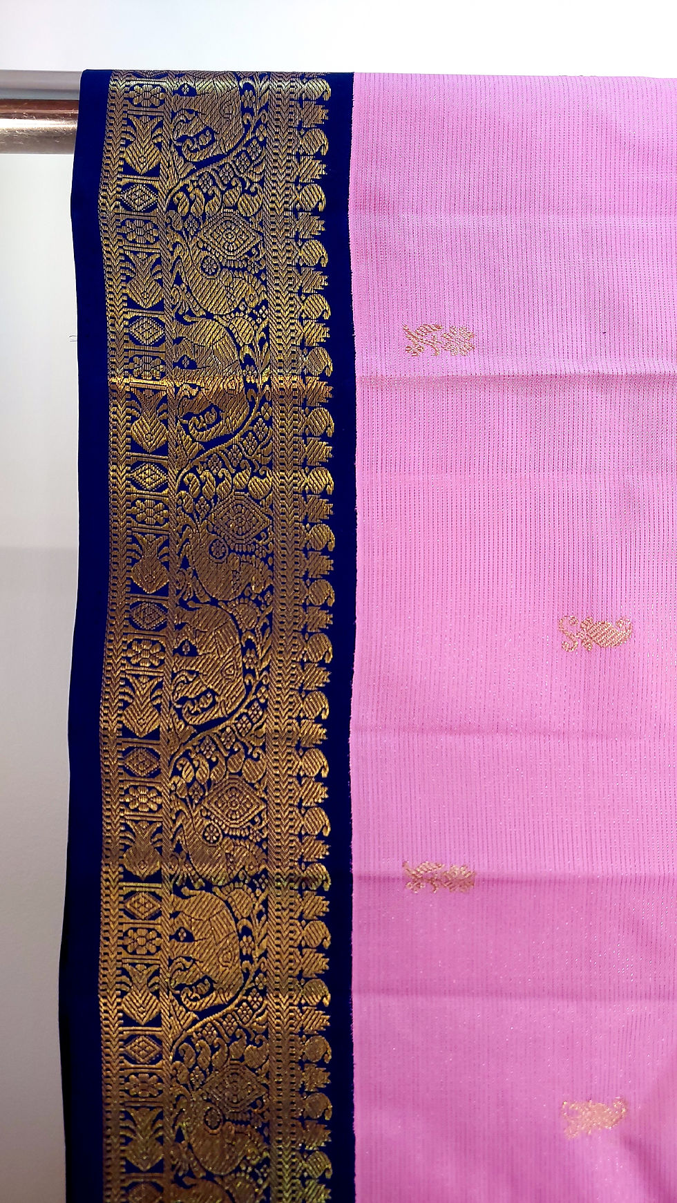 Thumbnail: Rose milk pink vairaoosi Kanjivaram Korvai Handloom pure zari silk saree