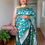 Thumbnail: Teal Banarasi tri metal Handloom pure silk saree