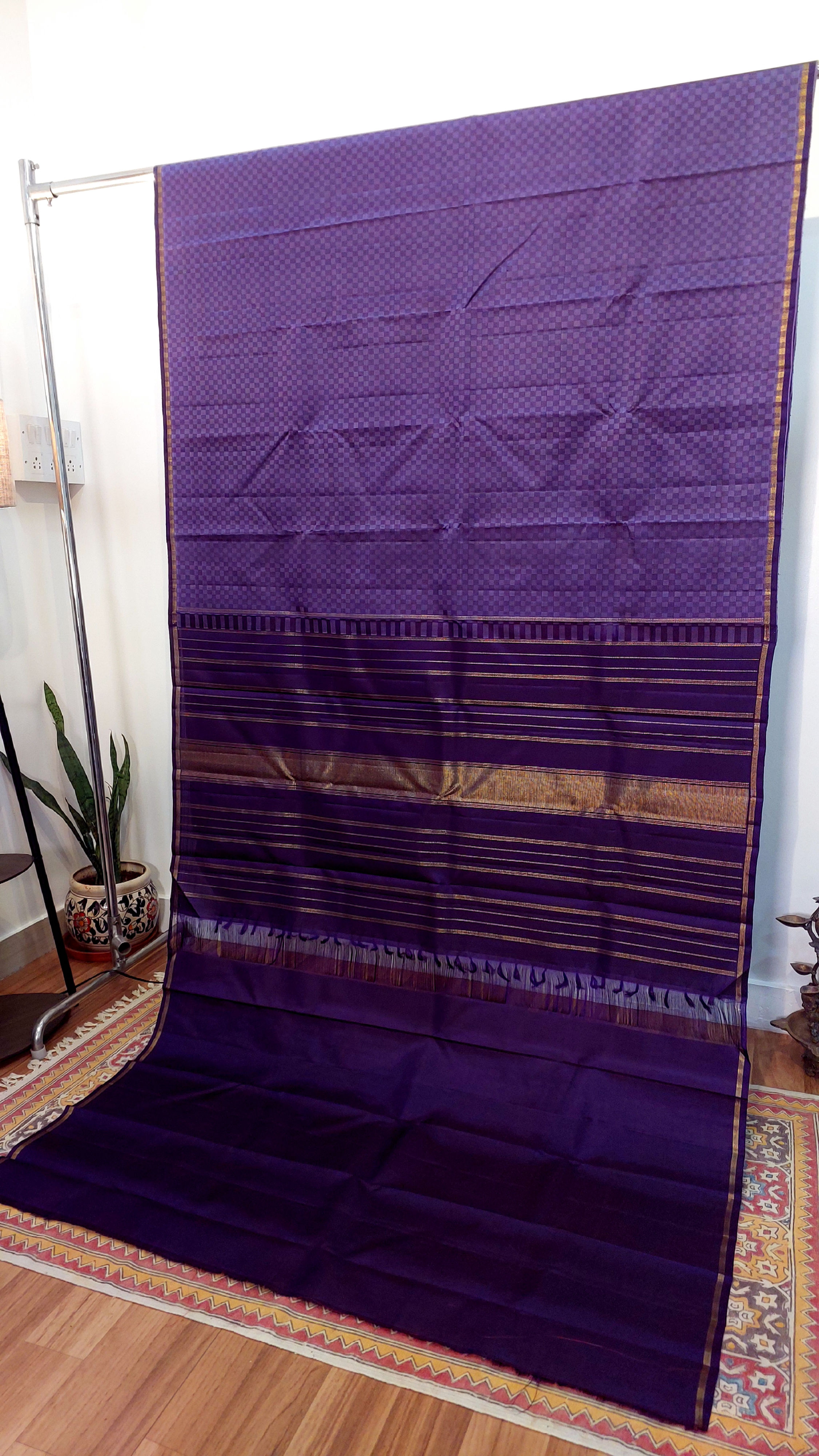 Lavender Purple Paimadi Kanjivaram Handloom pure zari silk saree