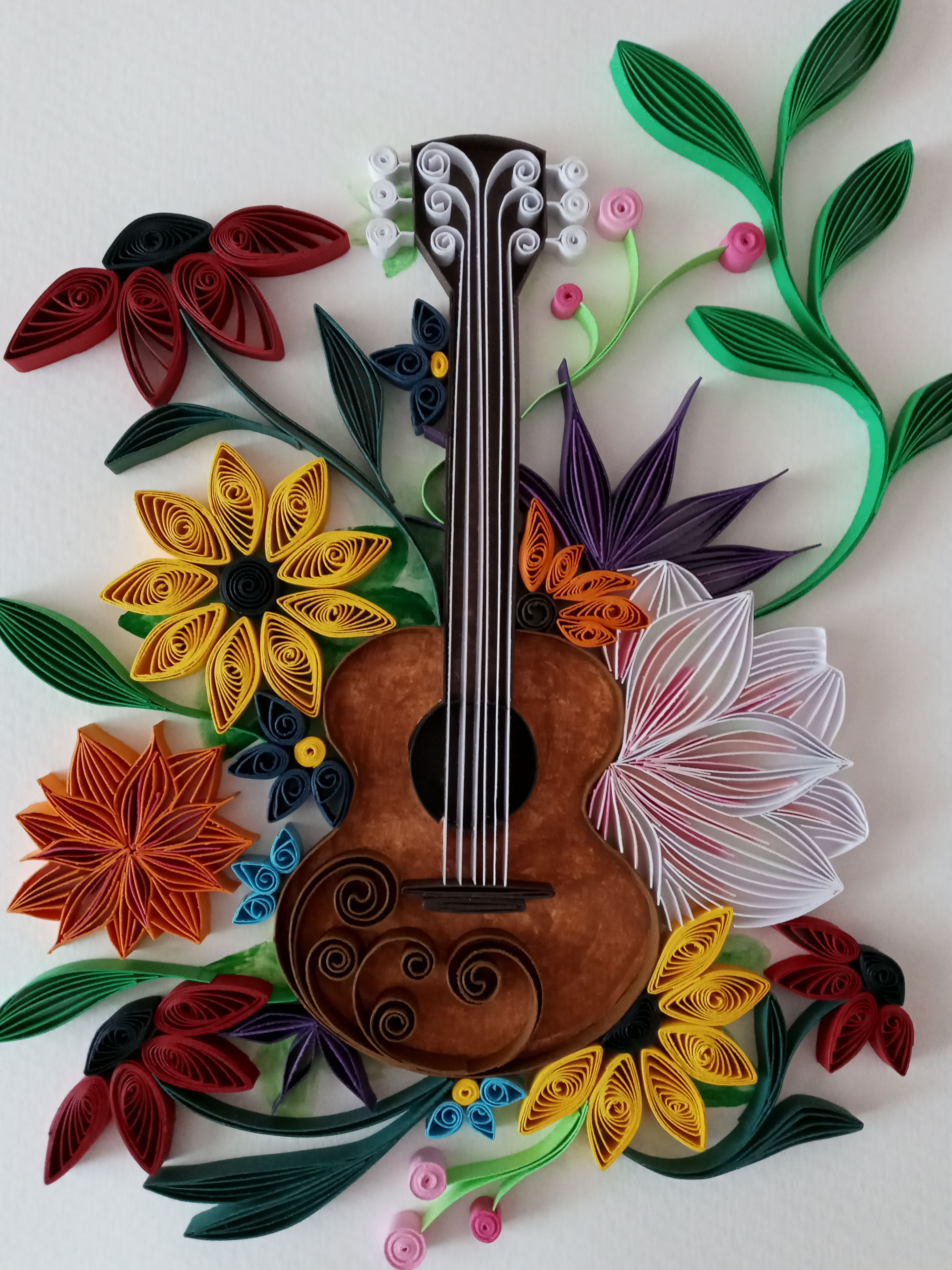 Quilled Floral Guitar