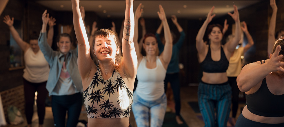 Group yoga class in North Devon