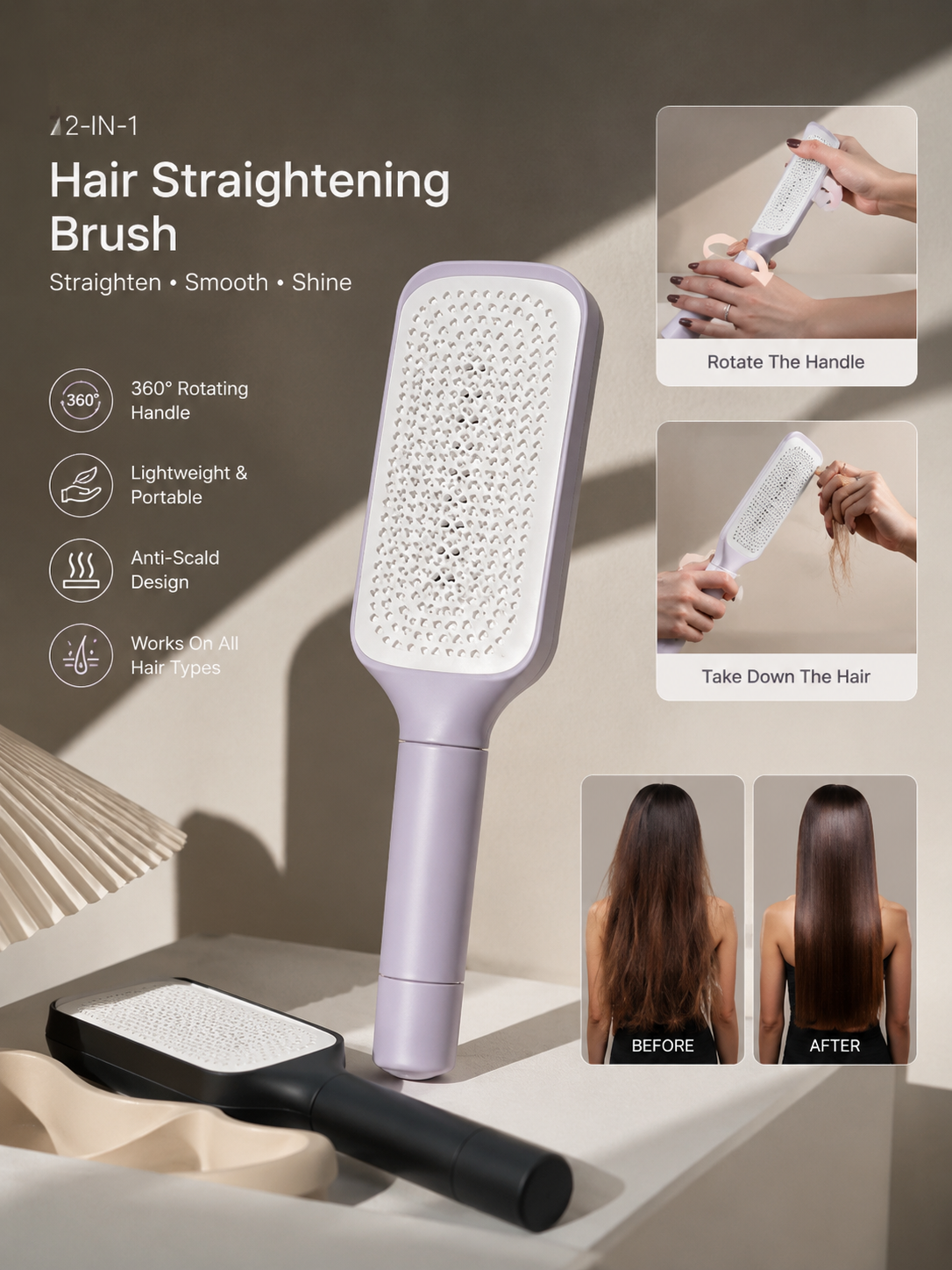 SilkyGlow Hair Straightening Brush