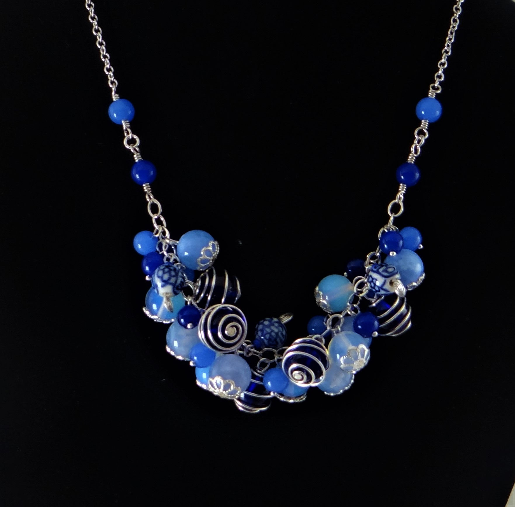 Blue Cluster Necklace