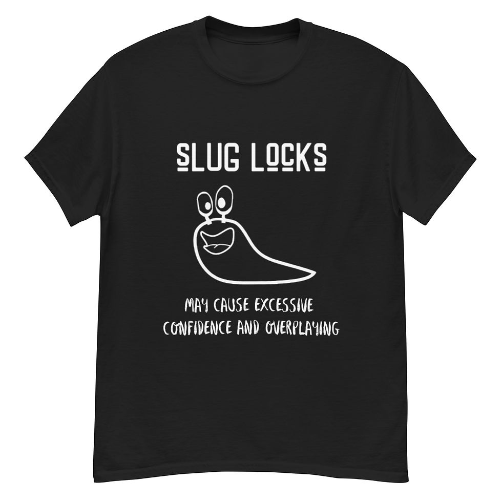 Thumbnail: "May Cause Excessive Confidence and Overplaying" white logo T-Shirt