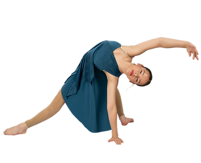 Contemporary dance student in motion, displaying fluidity, creativity, and expressive movement in a studio environment.