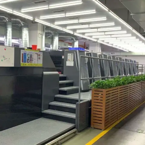 Heidelberg six-color press performing precision multi-pass printing
