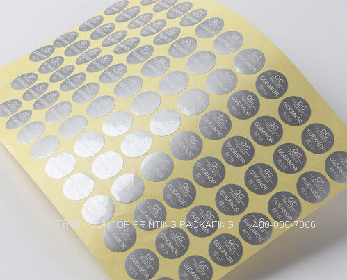 Custom logo stickers on flat sheet – ideal for branding and packaging – printed by SunTop