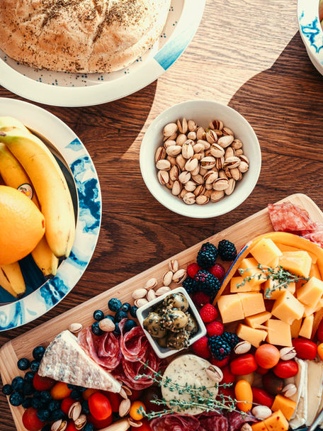 Snacks and drinks on the porch.