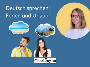Grafik: Deutsch sprechen: Ein Mann und eine Frau träumen von den Ferien. 