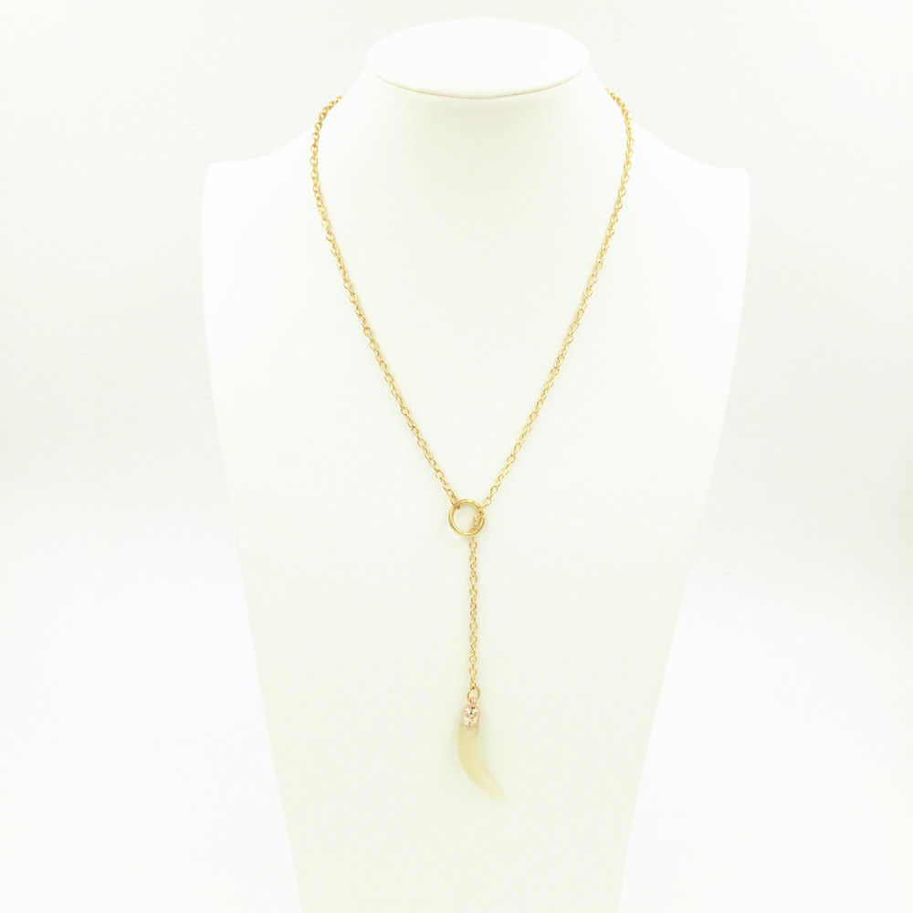 Resin Tusk Lariat Necklace