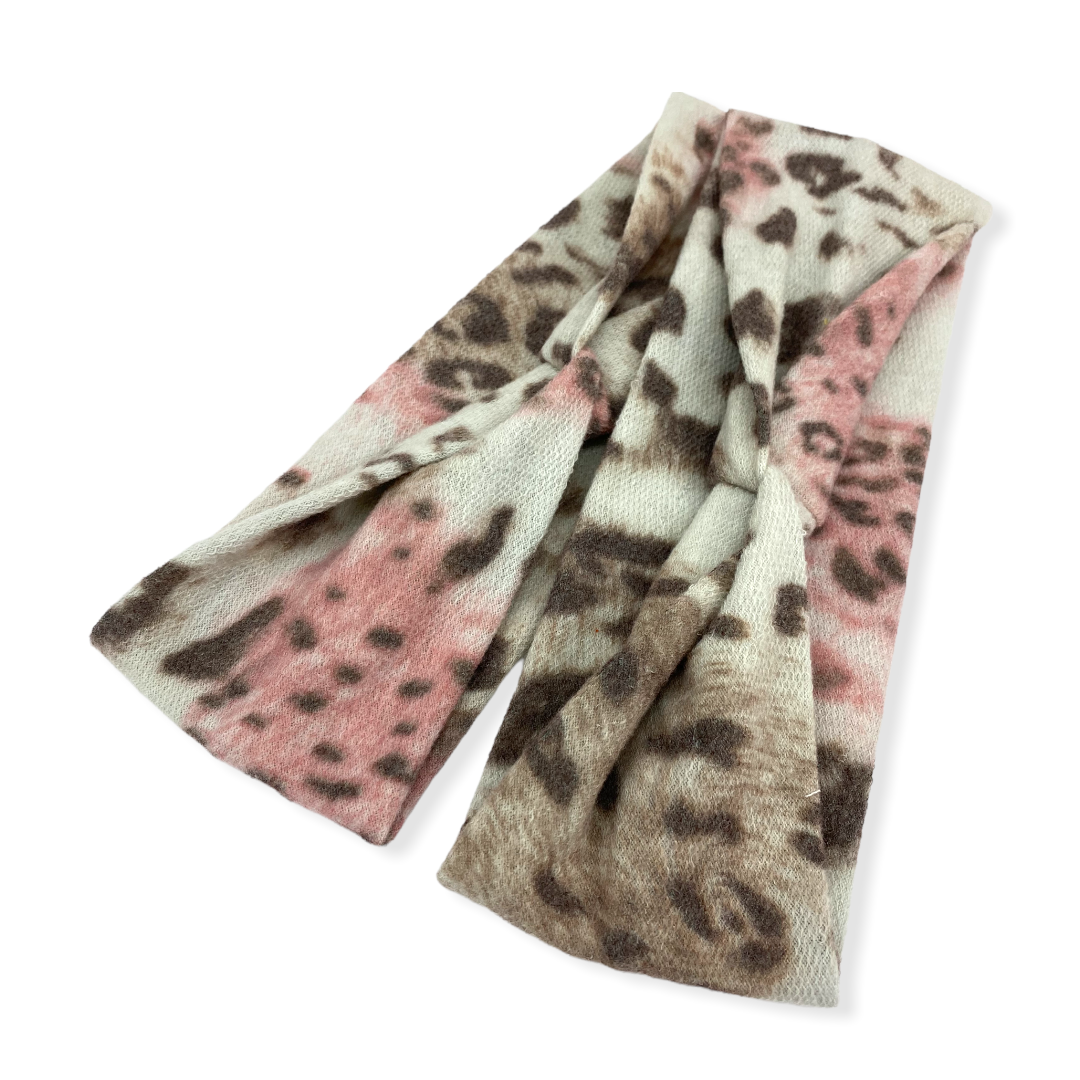 Pink and Cream Animal Sweater Headband