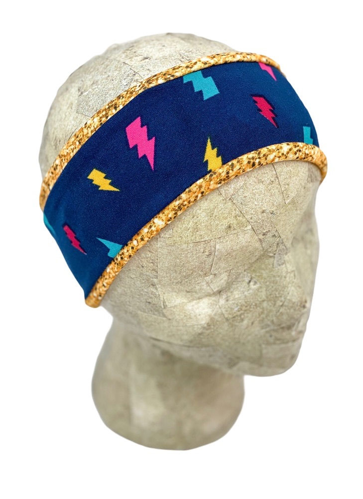 Thumbnail: Two Toned Gold Glitter and Lightning Bolts Headband