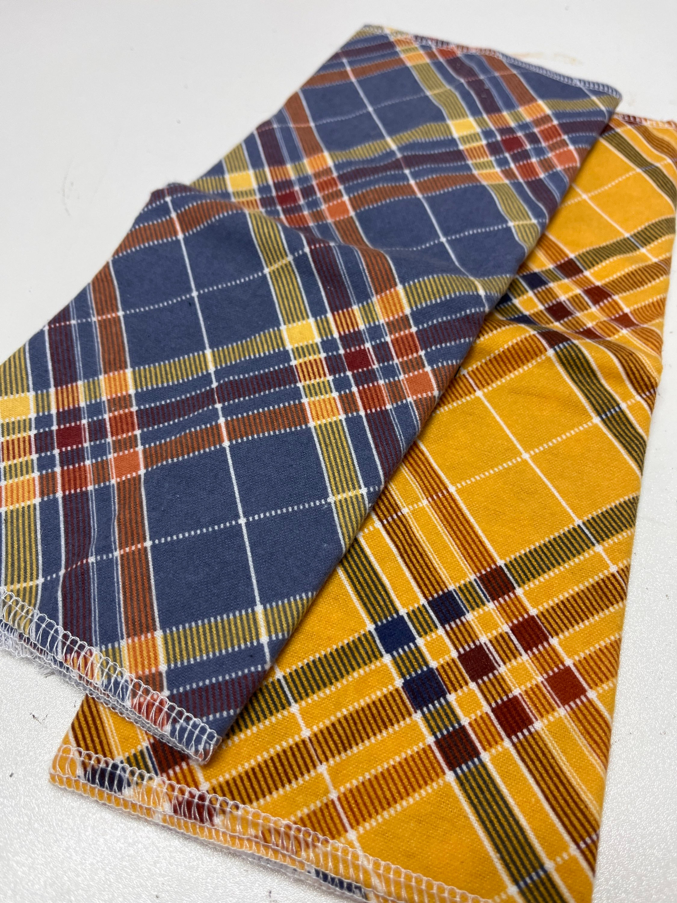 Gold and Blue Plaid Reusable Paper Towel - 4 Pack