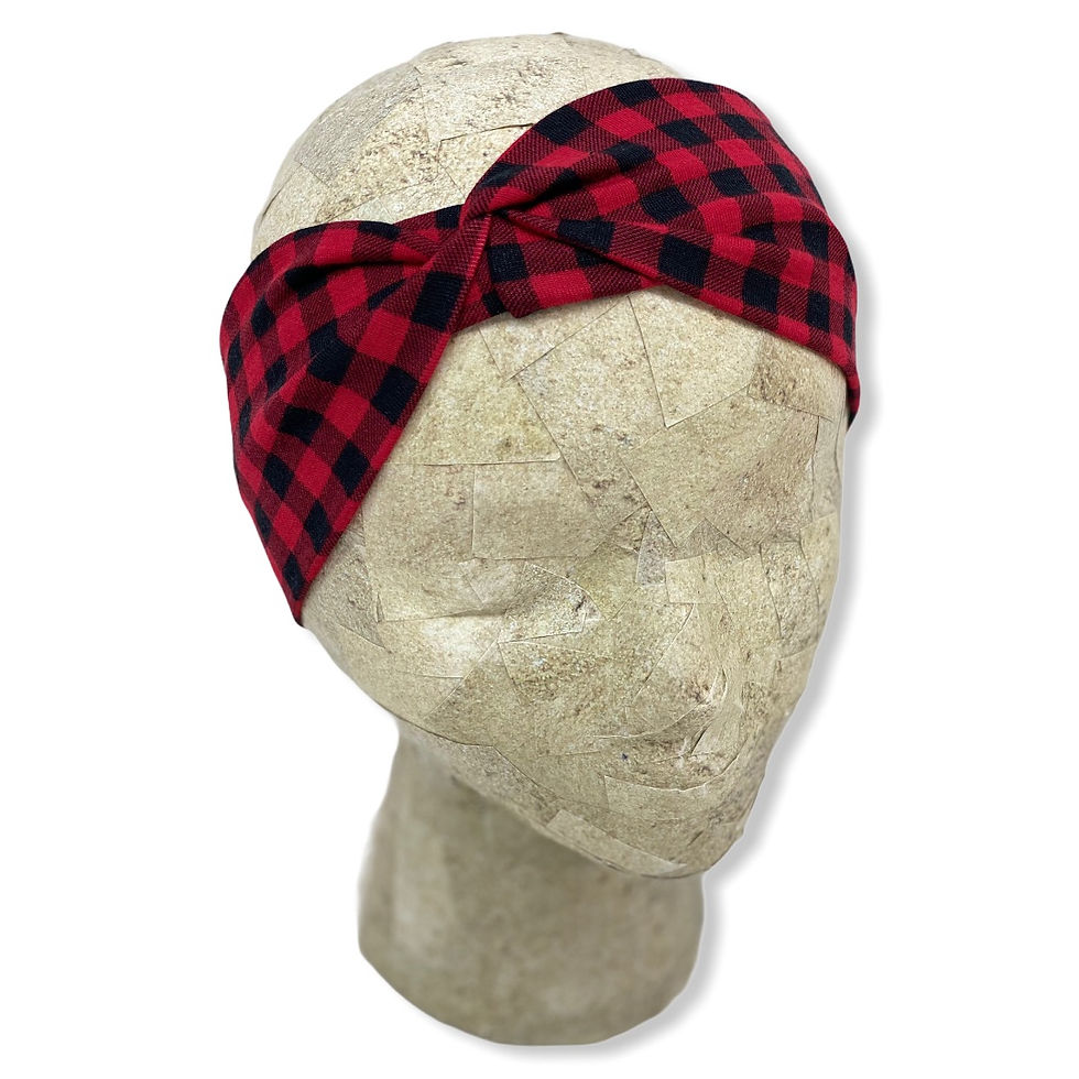Small Red and Black Plaid Headband