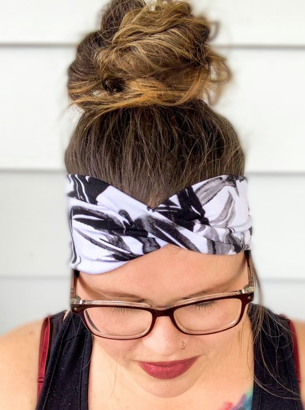 Thumbnail: Large Black and White Floral Headband