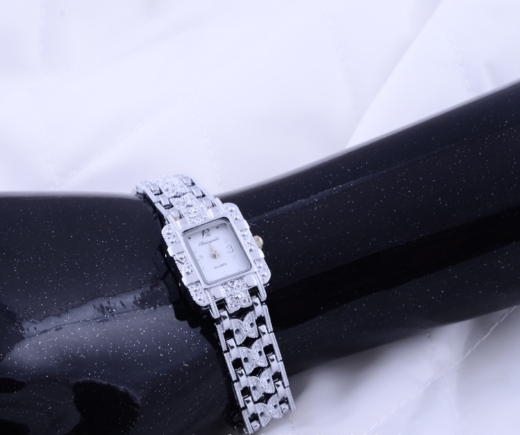 Thumbnail: Square Steel Band Watch with Roman Dial Design