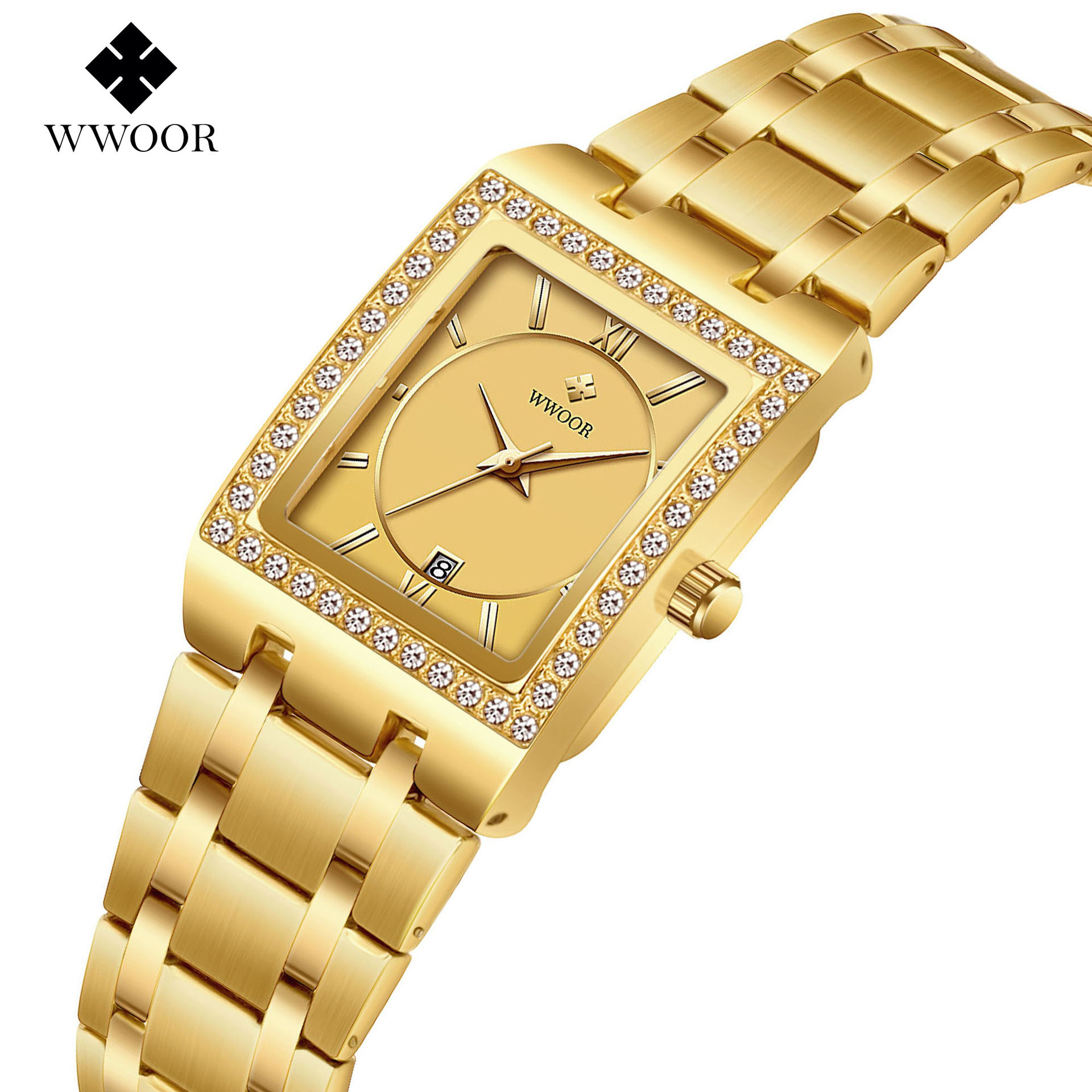 WWOOR Elegant Diamond Waterproof Watch